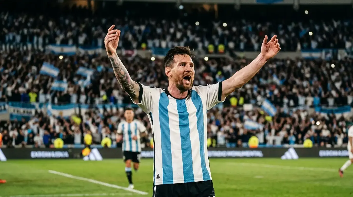 Lionel Messi v akciji med tekmo Argentine v četrtfinalu SP 2026