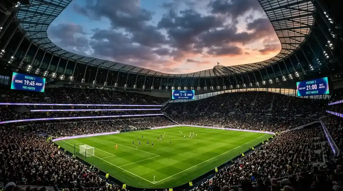 Mreža izločilnih bojev s tremi parov dneva osvetljenih, žarometi nad stadionom