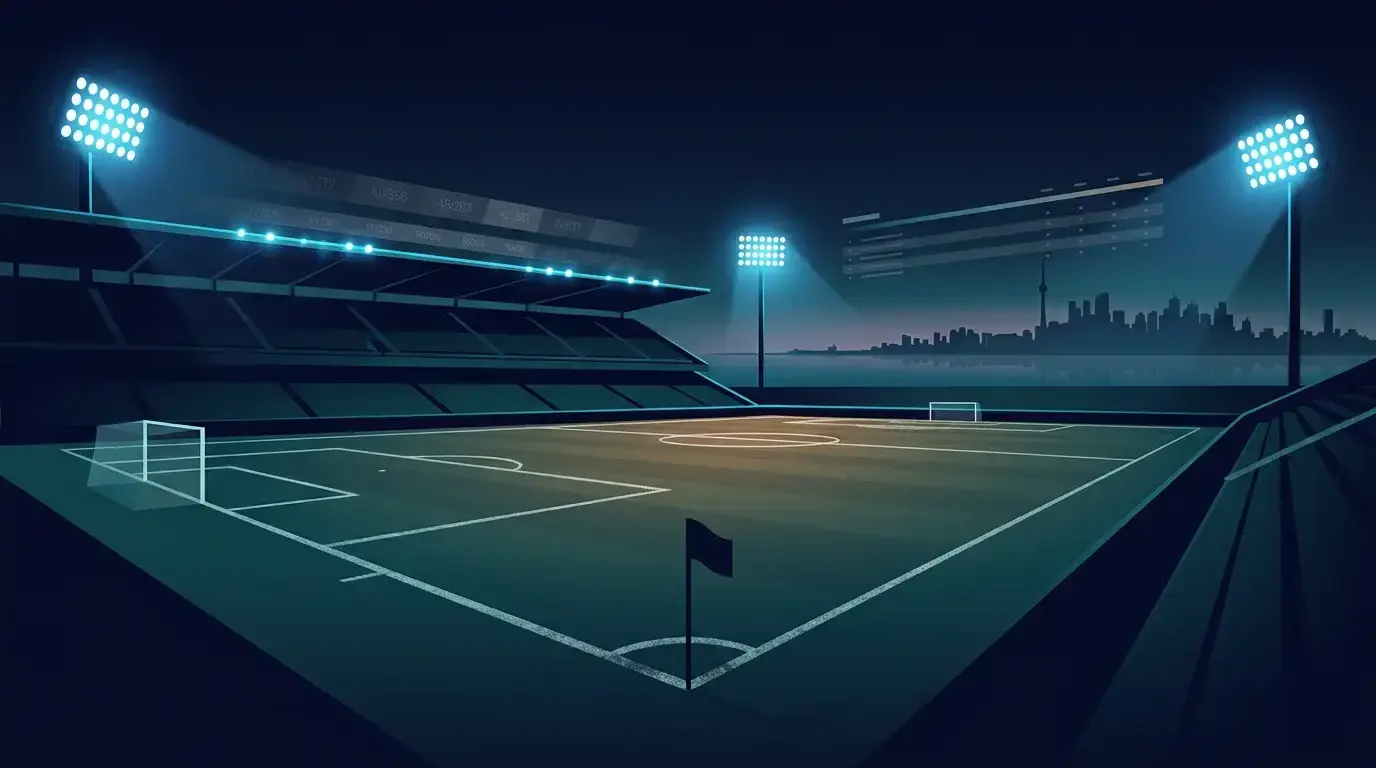 Stadion BMO Field v Torontu pod žarometi, simbolni prikaz Hrvaške proti Panami na SP 2026